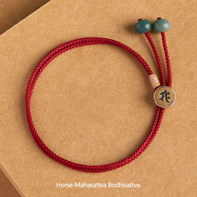 Pulsera de hilo rojo trenzado con Buddha Stones , Plata de Ley 925, hecha a mano, zodíaco chino, Buda natal, cian, Bodhi, protección de semillas