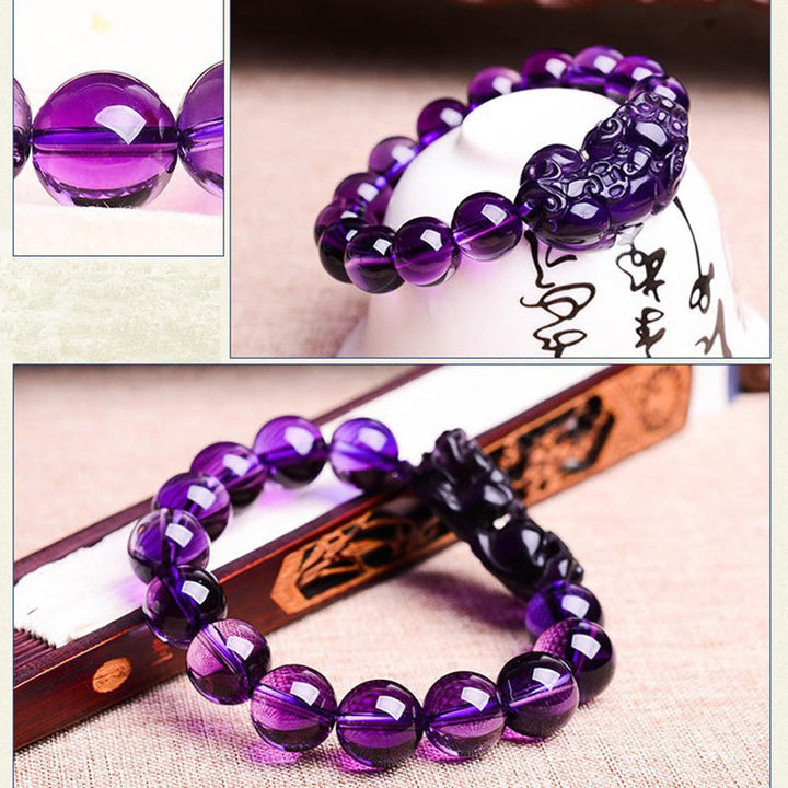 Pulsera de riqueza de fortuna con amatista Feng Shui de Buddha Stones