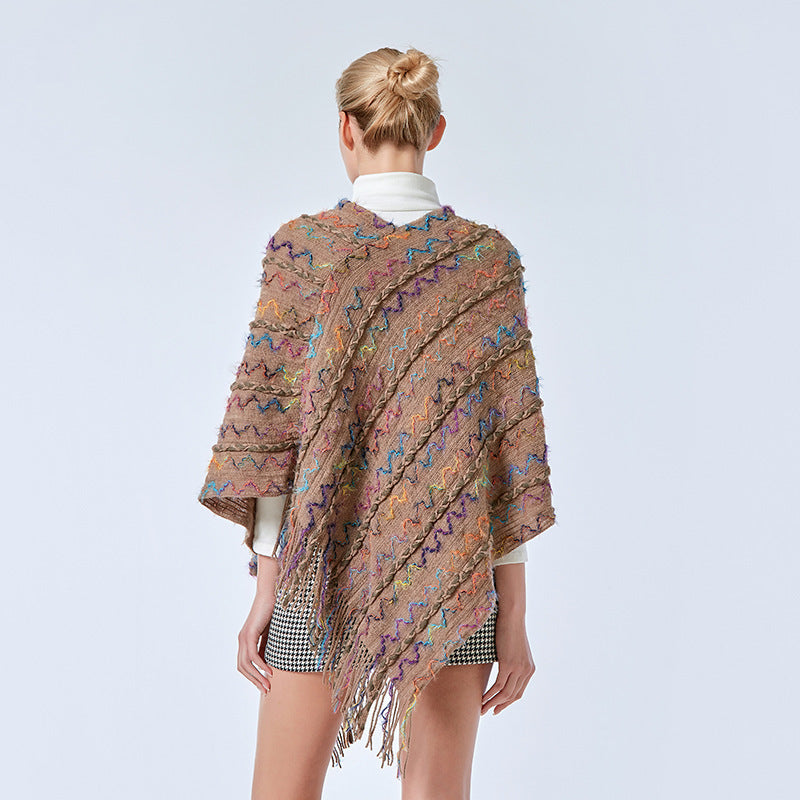 Buddha Stones tibetano colorido chal a rayas borlas jersey invierno acogedor viaje bufanda abrigo