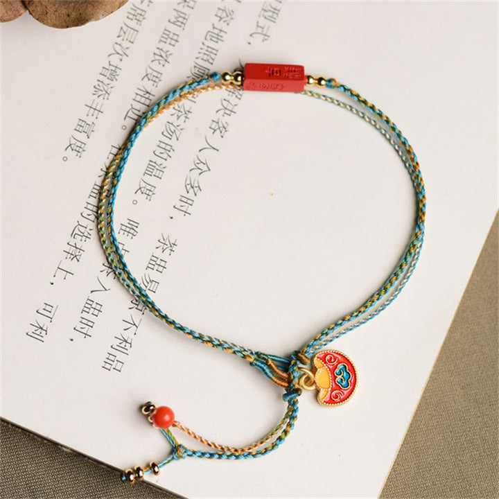 Pulsera de doble capa trenzada con Buddha Stones hecha a mano con cinabrio como uno desea bendición