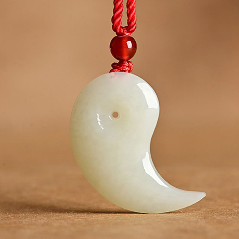 Yin Yang blanco Jade cian Jade protección bendición collar cadena colgante - image 8