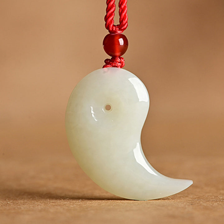 Yin Yang blanco Jade cian Jade protección bendición collar cadena colgante - image 8