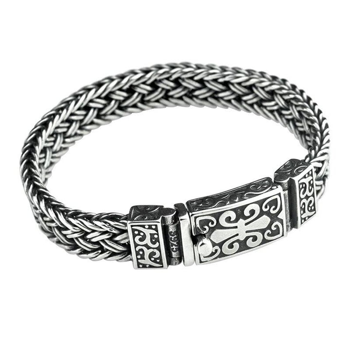 Pulsera de cadena curativa trenzada con patrón de tótem de vid retro con Buddha Stones
