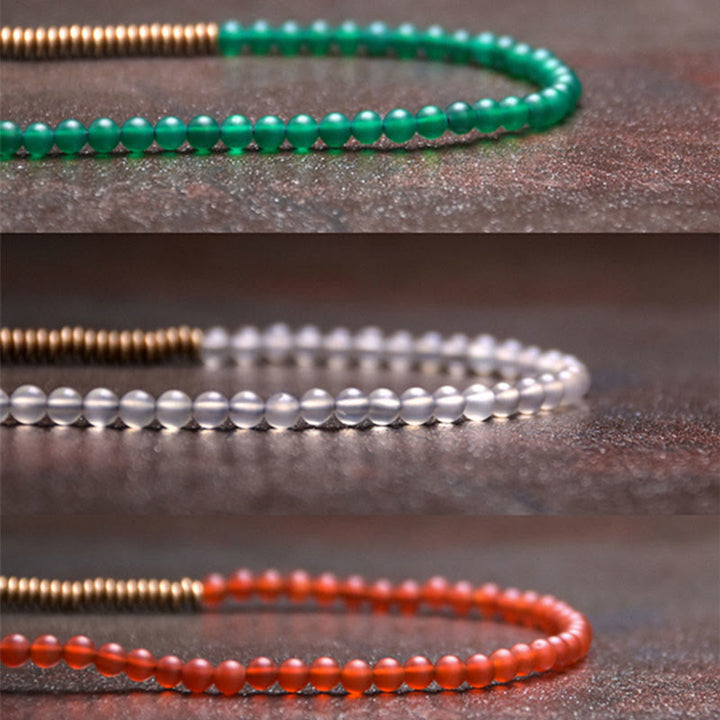 Pulsera tibetana de triple envoltura con protección de cobre y piedra de ágata