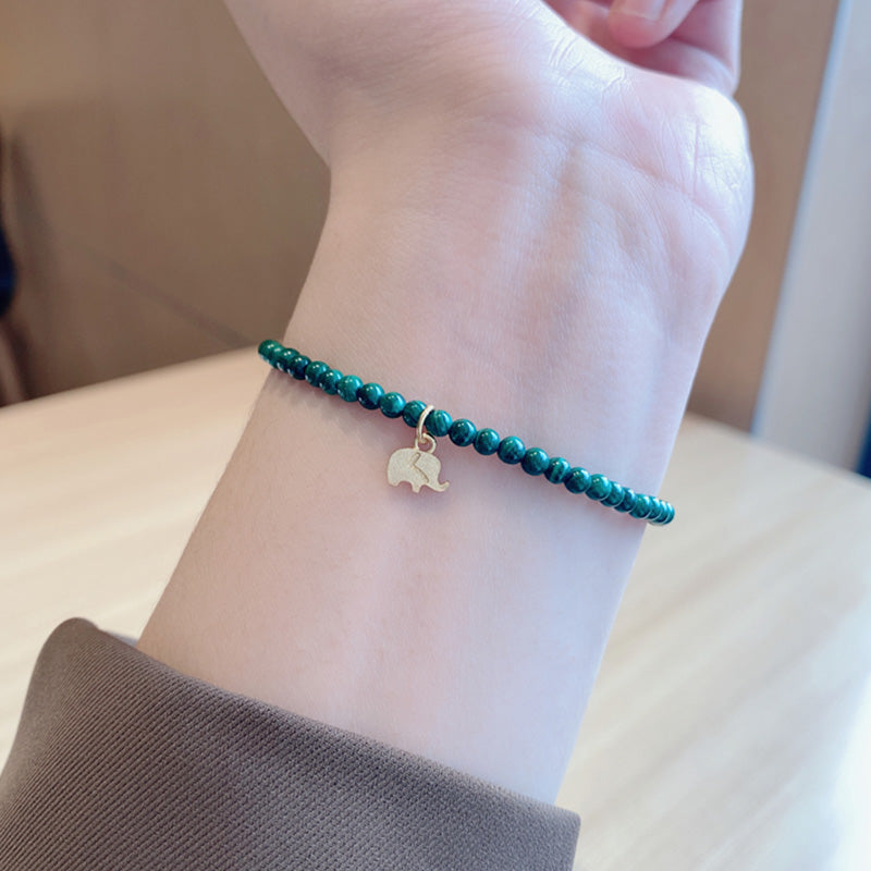 Pulsera con dijes antiansiedad de elefante de malaquita natural con Buddha Stones