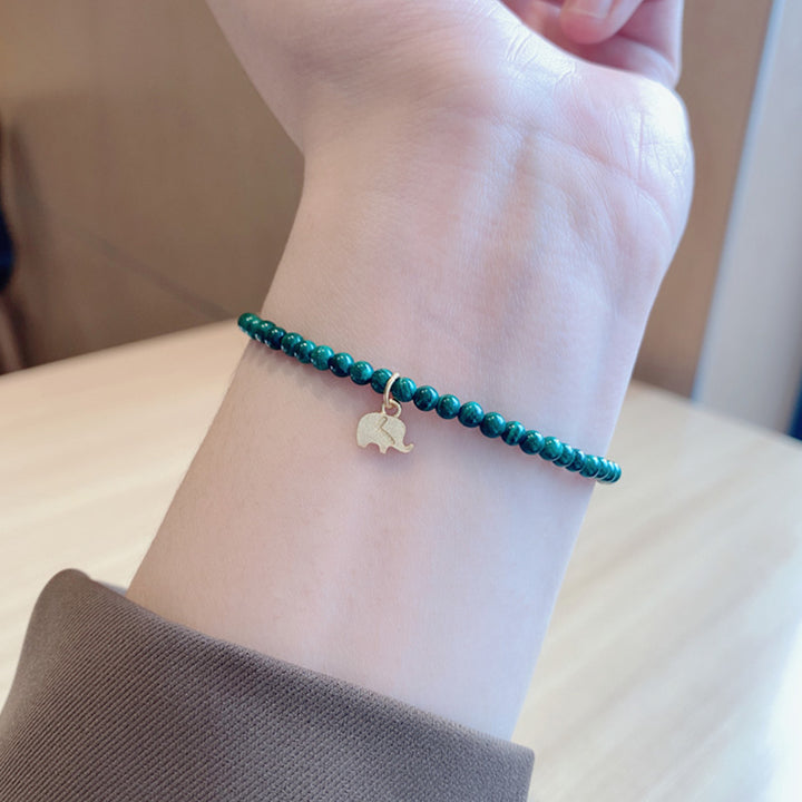 Pulsera con dijes antiansiedad de elefante de malaquita natural con Buddha Stones