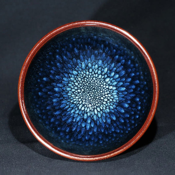 Buddha Stones hechas a mano, punto de Francolinus azul, taza de té de cerámica china Jianzhan, tazón de taza de té de Kung Fu