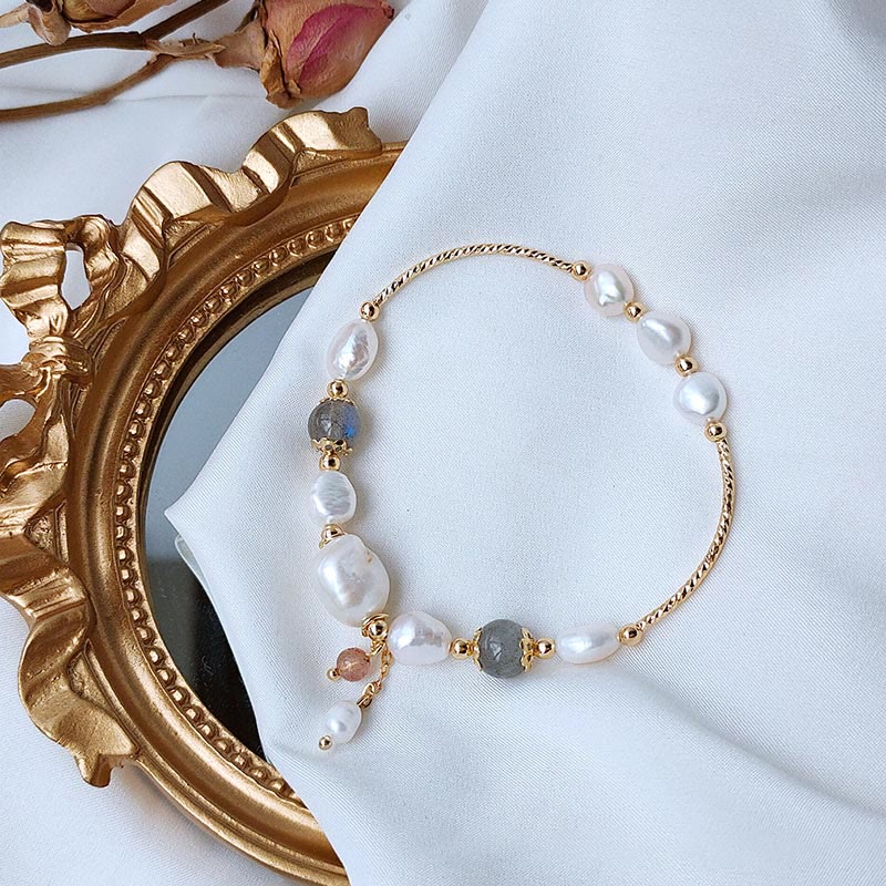 Pulsera Optimismo con Cuentas de Cuarzo Fresa, Piedra Lunar, Perla de Piedras de Buddha Stones - image 2