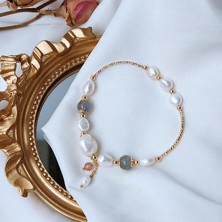 Pulsera Optimismo con Cuentas de Cuarzo Fresa, Piedra Lunar, Perla de Piedras de Buddha Stones - image 2