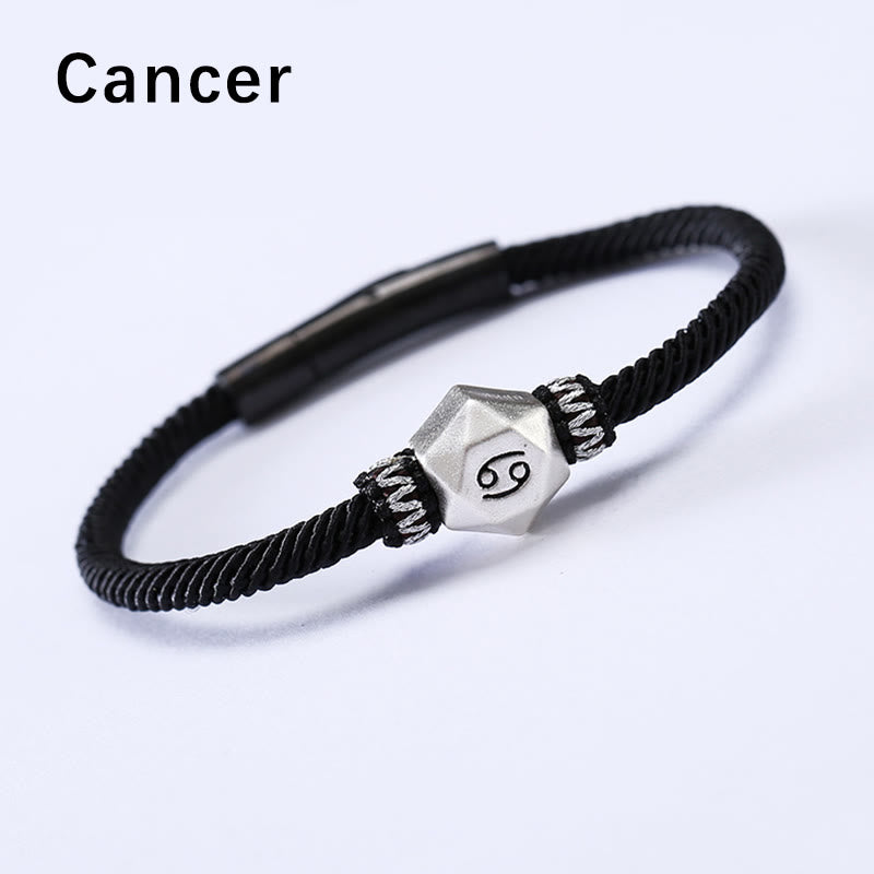 Pulsera de hilo hecha a mano con protección de las 12 constelaciones del zodíaco de plata de ley 999 con Buddha Stones