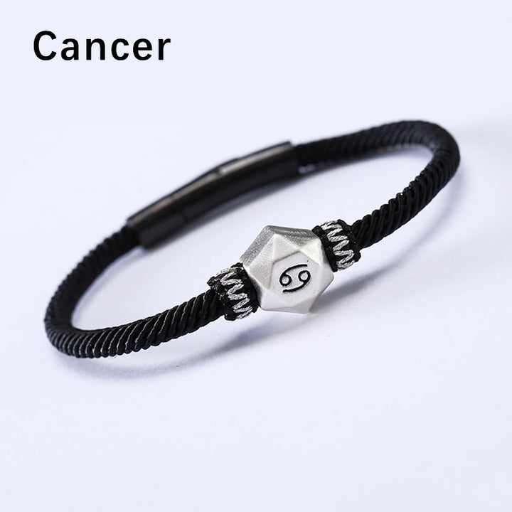 Pulsera de hilo hecha a mano con protección de las 12 constelaciones del zodíaco de plata de ley 999 con Buddha Stones