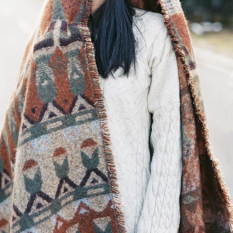 Mantón tibetano de Buddha Stones , patrón de geometría clásico, bufanda de viaje acogedora para invierno