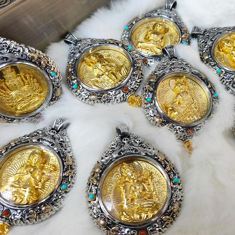 Buddha Stones del zodiaco chino, Buda Natal Thangka, nueve palacios, ocho diagramas, colgante de collar giratorio de riqueza - image 15