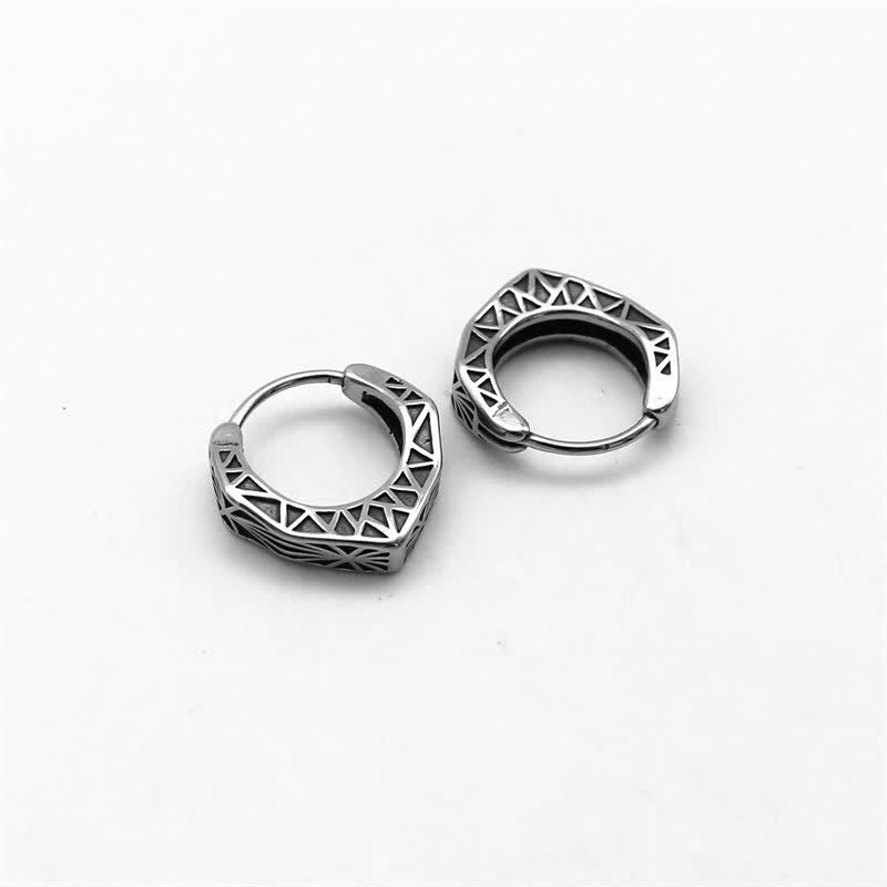 Pendientes de equilibrio de acero y titanio con aro vikingo - image 9