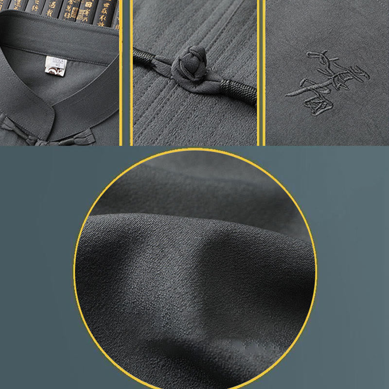 Traje Tang de Buddha Stones Hanfu dragón chino uniforme de kungfú tradicional camisetas y pantalones de manga corta conjunto de ropa para hombre - image 13