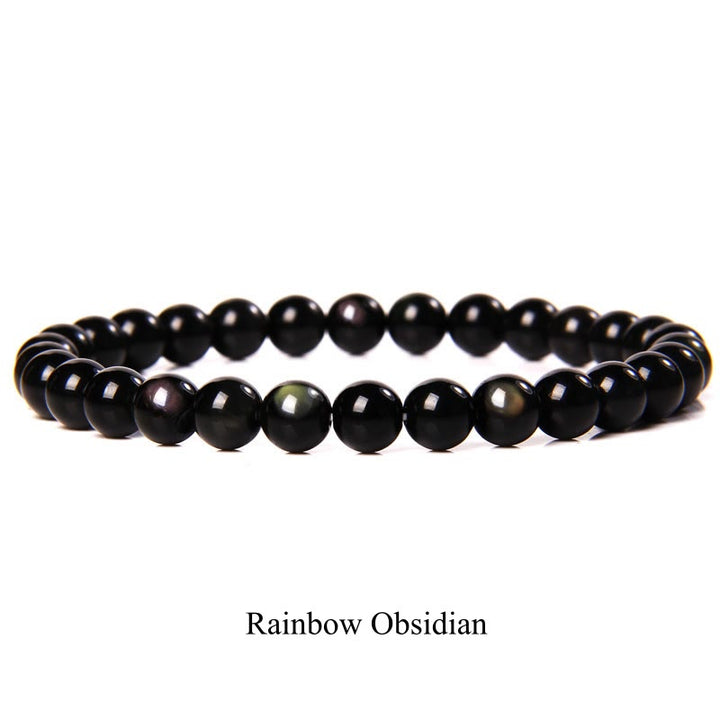 Pulsera de cuentas curativas de cuarzo con piedra natural de piedras de Buddha Stones - 8 mm - Obsidiana arcoíris - image 5