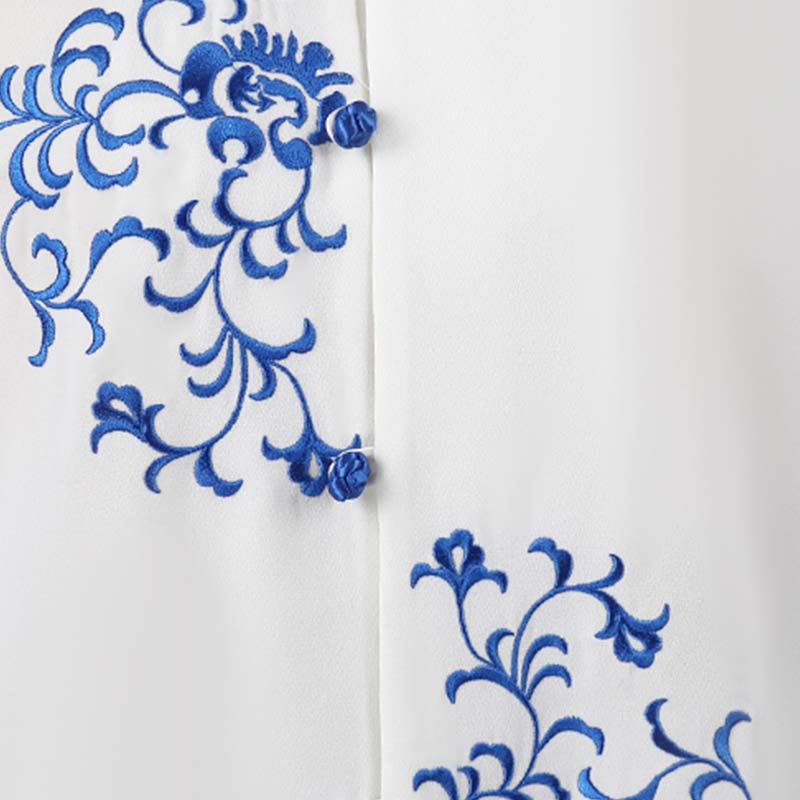 Buddha Stones Conjunto de ropa unisex para práctica de meditación, oración, tai chi y qigong con bordado de flores - image 14