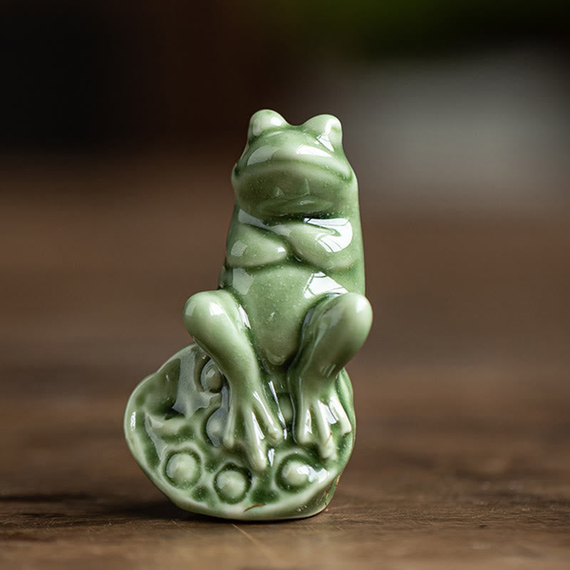 Mini Buddha Stones para meditación, loto pequeño, rana en reposo, cerámica, riqueza, suerte, té para el hogar, figura decorativa para mascotas