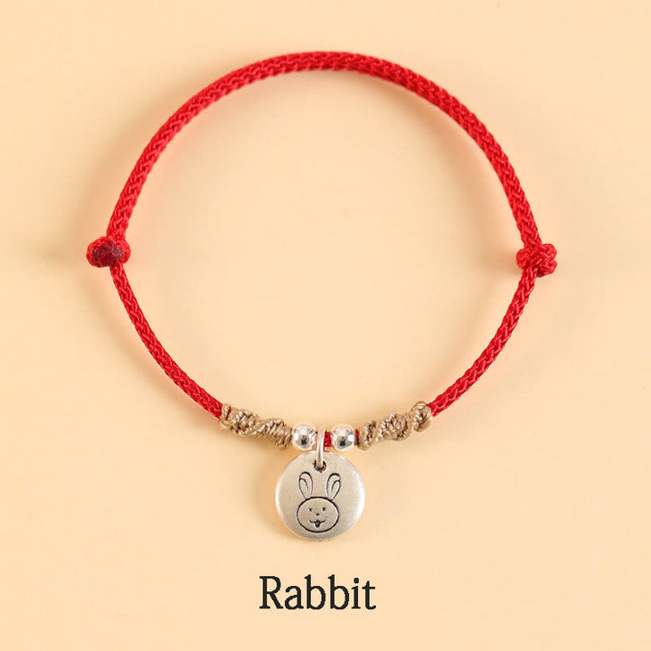 Pulsera trenzada de la suerte del zodíaco chino, hecha a mano, de plata de ley 999 con Buddha Stones, año del dragón