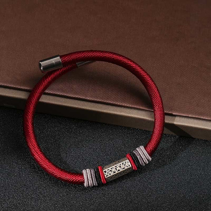 Pulsera de hilo rojo de la paz de Om Mani Padme Hum de plata de ley 925 con Buddha Stones