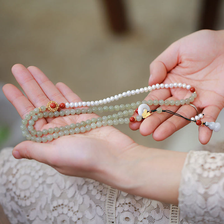 Pulsera de la suerte de la calabaza de la mariposa de la perla del jade hetiano natural del oro plateado de plata esterlina de las Buddha Stones