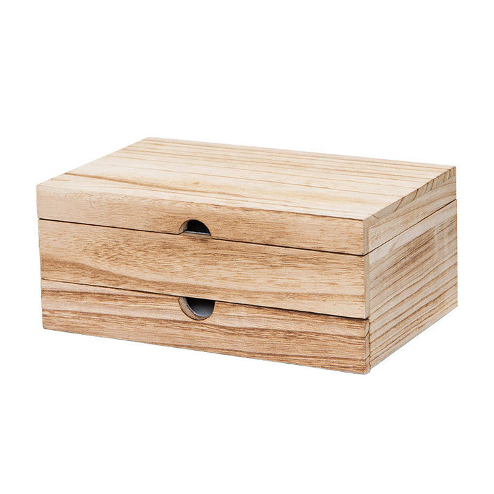 Joyero de madera Beige Retro con Buddha Stones, joyero de dos capas con espejo - image 16