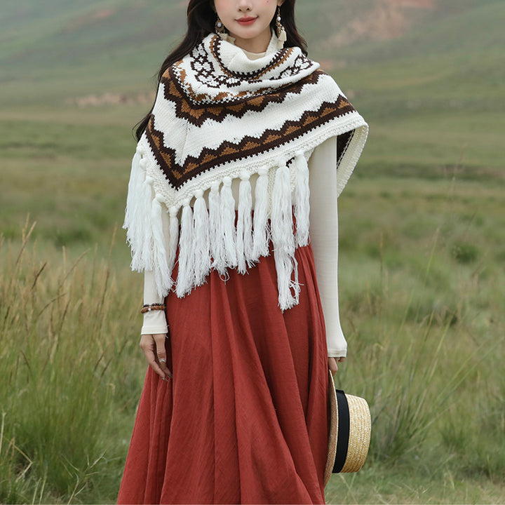 Mantón triangular tibetano con Buddha Stones, borlas a rayas, bufanda de viaje acogedora para invierno