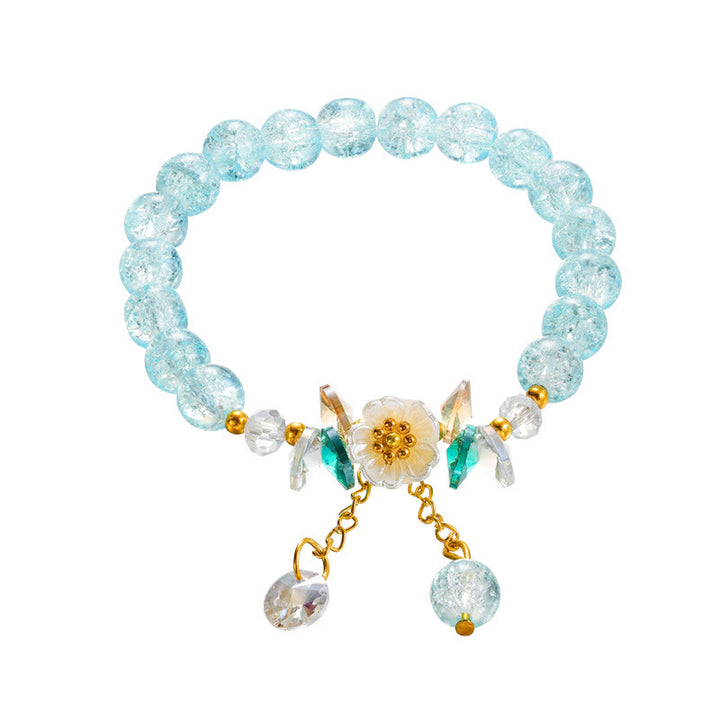 Pulsera de cuentas de cristal con dije de flor de diseño simple con Buddha Stones