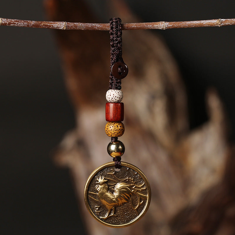 Decoración del llavero de la suerte de cobre del zodiaco chino