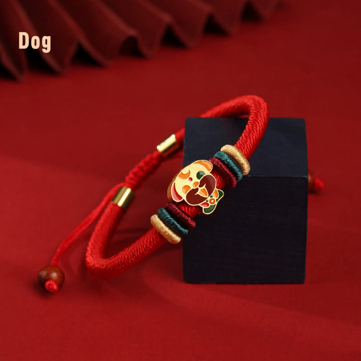 Pulsera roja trenzada de la suerte del zodíaco chino, hecha a mano, de Plata de Ley 925 con Buddha Stones , Año del Dragón
