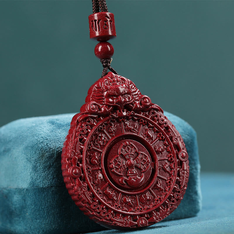 Buddha Stones del zodiaco chino, amuleto de Bagua de cinabrio Natural, colgante para mantener alejados los espíritus malignos - Cinabrio (Calma♥Concentración) - image 1