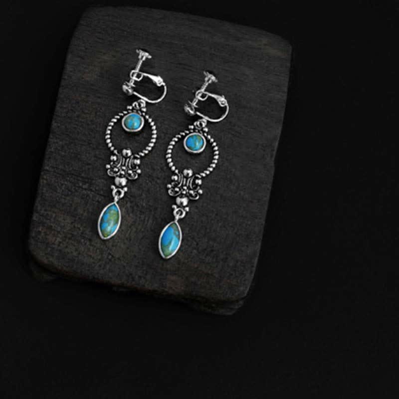 Buddha Stones de plata de ley 925 con gancho, baño de cobre vintage y turquesa con diseño de gota de agua. - image 12