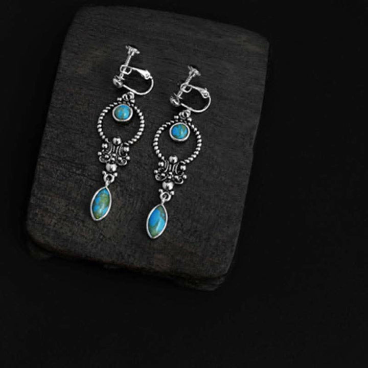 Buddha Stones de plata de ley 925 con gancho, baño de cobre vintage y turquesa con diseño de gota de agua. - image 12