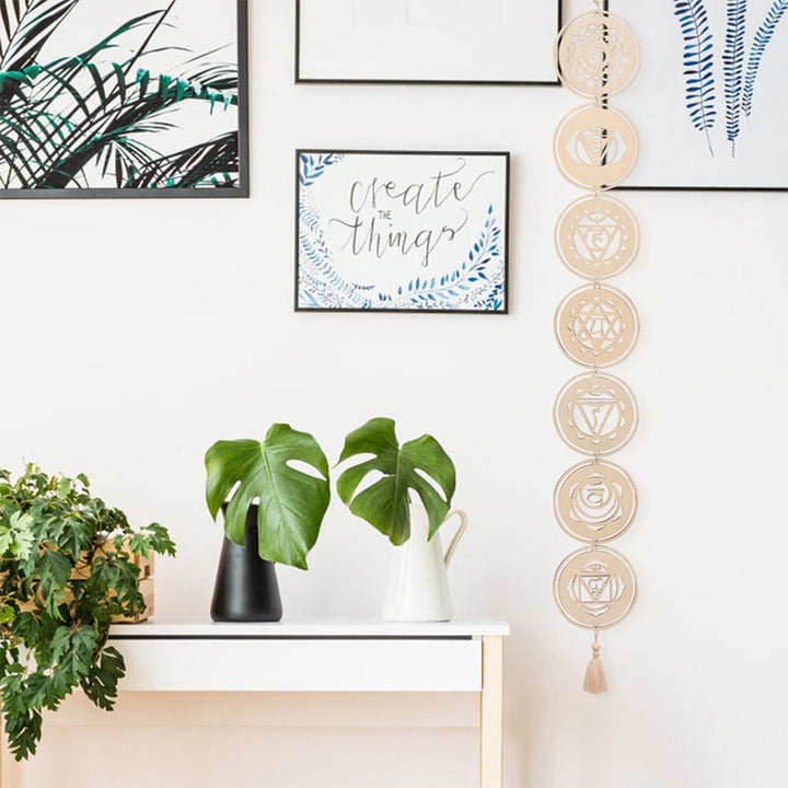 Colgante de pared de equilibrio de chakras con Buddha Stones, decoración del hogar