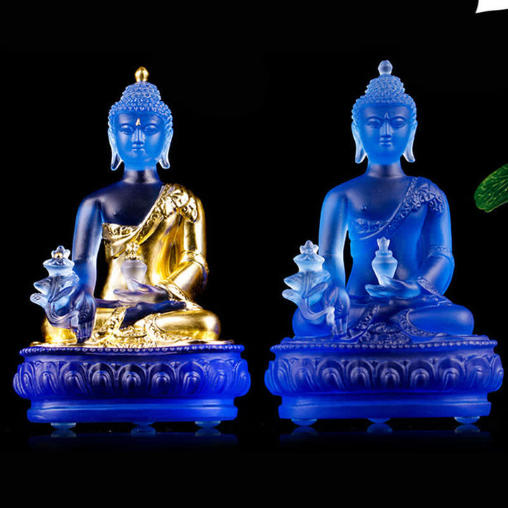 Buda medicinal hecho a mano Liuli Crystal Art Piece estatua de compasión decoración de oferta en casa y oficina