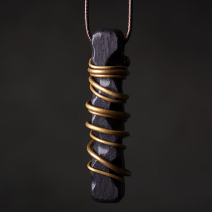 Colgante de collar de paz con Buddha Stones , madera de ébano del Tíbet, equilibrio de cobre - image 1
