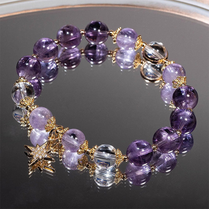 Pulsera con dije de estrella curativa de paz interior de amatista natural con Buddha Stones
