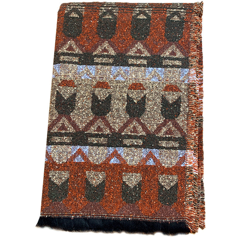 Mantón tibetano de Buddha Stones , patrón de geometría clásico, bufanda de viaje acogedora para invierno