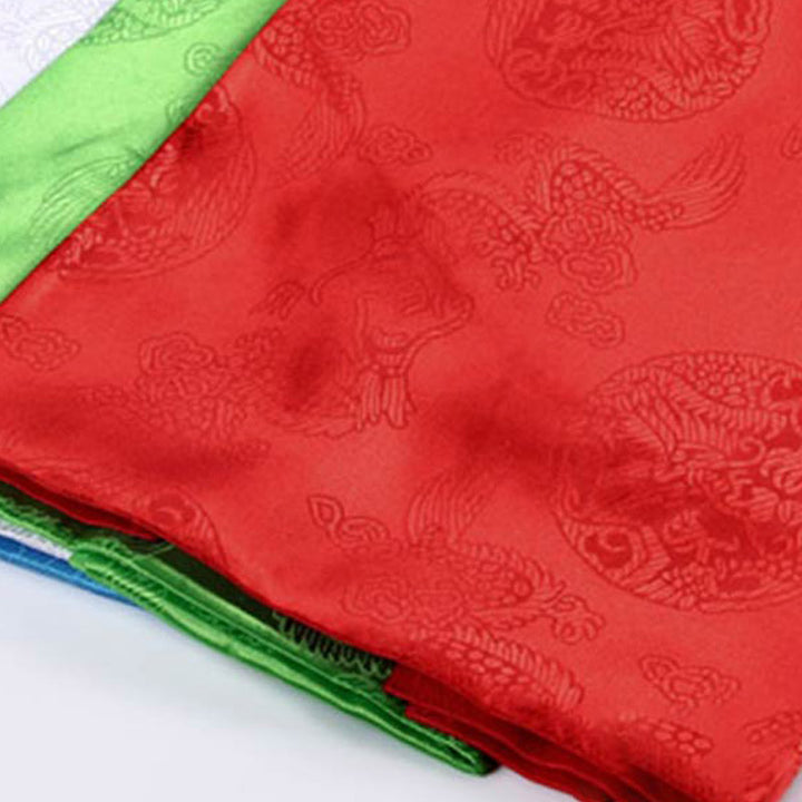 Bendición de la suerte tibetana, decoración Khata con patrón de dragón y Fénix en 5 colores