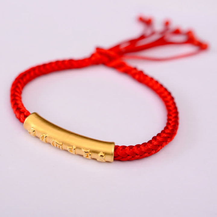 Pulsera de hilo de protección Om Mani Padme Hum de plata de ley 999 con Buddha Stones