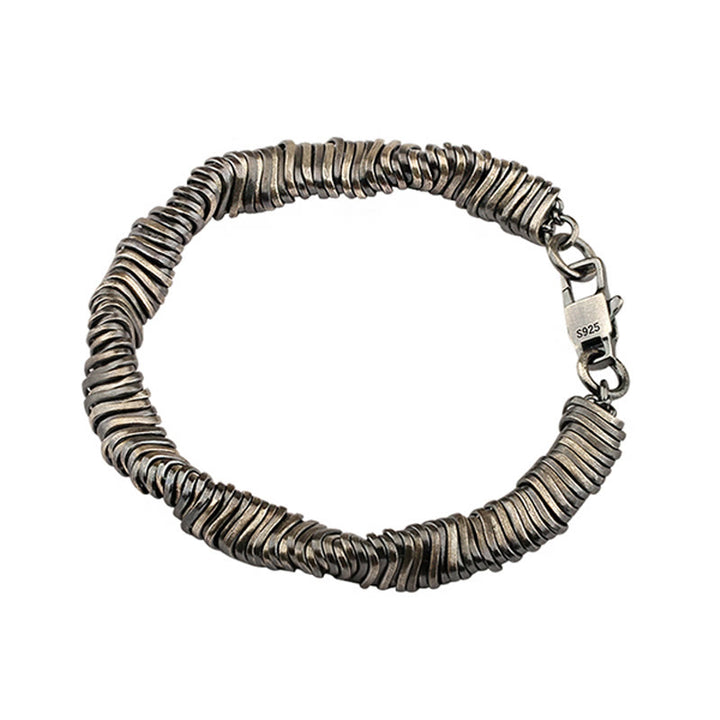 Pulsera de cadena curativa de riqueza con diseño trenzado vintage de plata de ley 925 con Buddha Stones