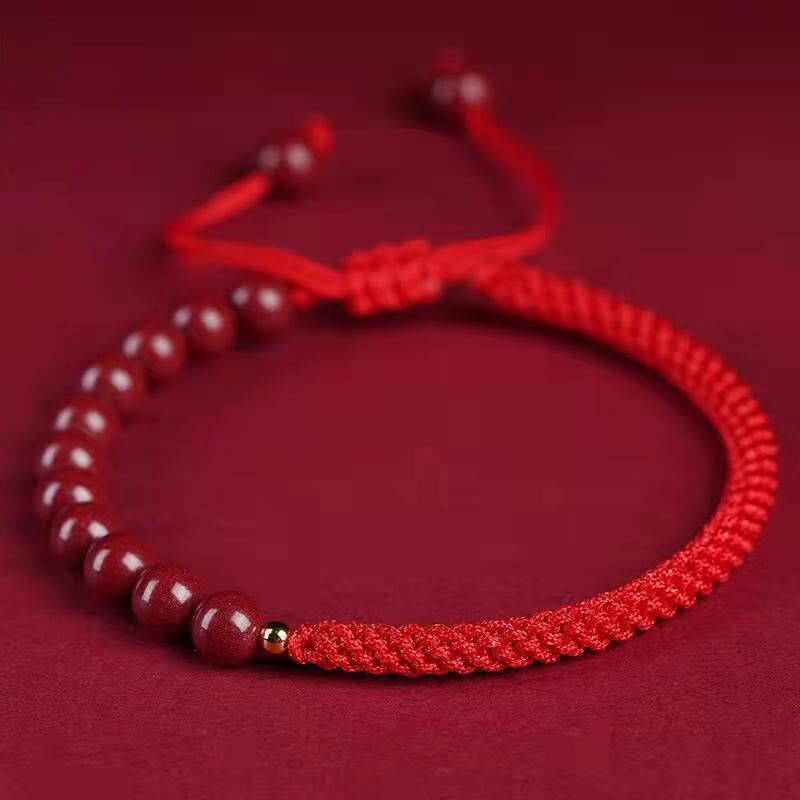 Pulsera de hilo de bendición con nudo King Kong de cinabrio natural con Buddha Stones