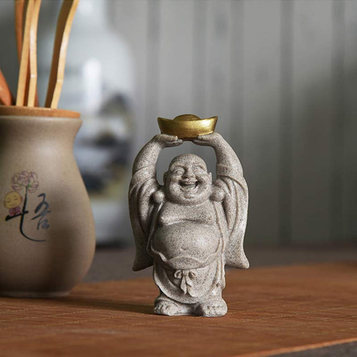 Buddha Stones estatua de resina de Buda sonriente bendición decoración del hogar
