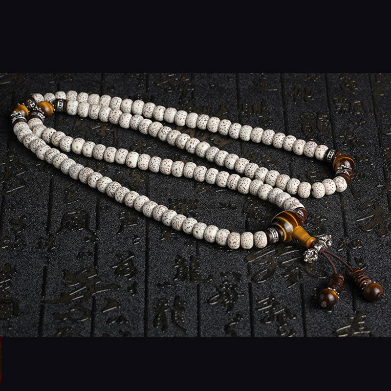 Pulsera de paz con semillas de Bodhi, ojo de tigre tibetano hecho a mano con Buddha Stones