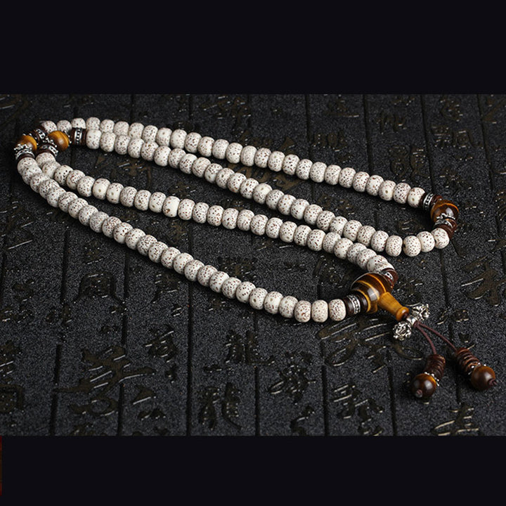 Pulsera de paz con semillas de Bodhi, ojo de tigre tibetano hecho a mano con Buddha Stones