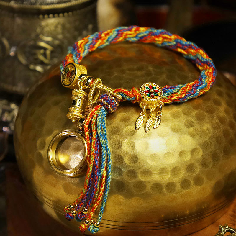 Pulsera de cuerda con nudo de reencarnación colorida, atrapasueños, Om Mani Padme Hum tibetano, Buddha Stones
