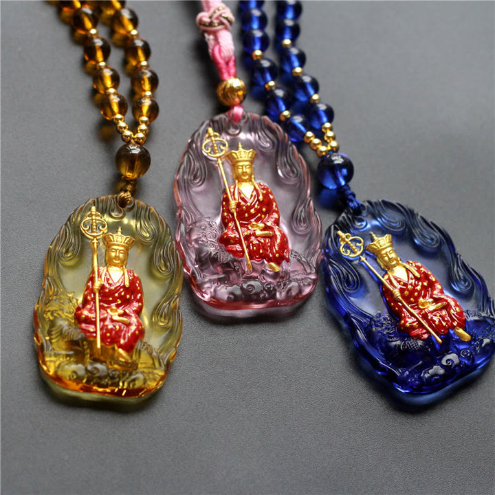 Collar con colgante de amuleto de compasión de cristal de Buda Liuli de Buddha Stones Ksitigarbha - image 4