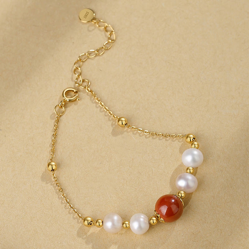 Pulsera de cadena de cuentas curativas de cinabrio y perlas de plata de ley 925 con Buddha Stones