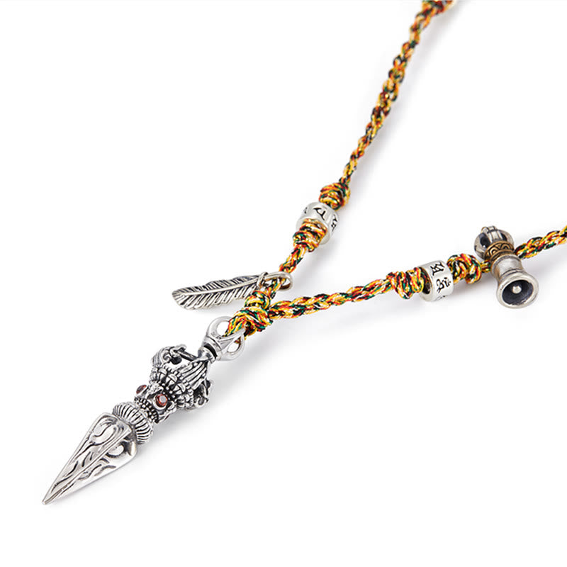 Colgante de plata de ley 925 hecho a mano tibetano Dorje Vajra Om Mani Padme Hum pluma fuerza collar colgante - image 8