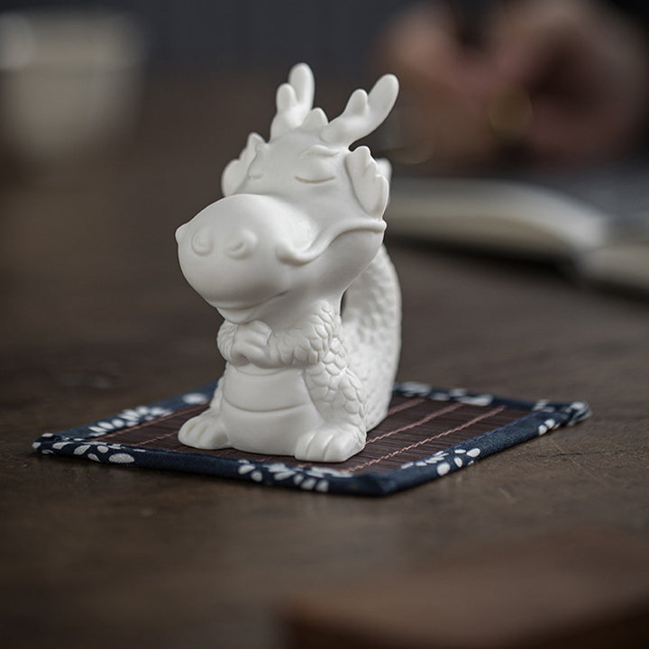 Buddha Stones, año del dragón, suerte, porcelana blanca, cerámica, té, mascota, decoración del hogar